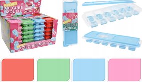 Jégkocka forma (12x) 26x9,5x3cm Ph fedővel, vegyes színek