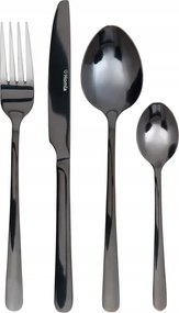 Lugano evőeszköz készlet fekete 24 db-os Homla