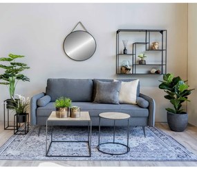 Trapani tükör acél/műbőr, fekete, ø60 cm