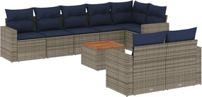 vidaXL 9 részes szürke polyrattan kerti ülőgarnitúra párnával