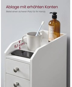 VASAGLE kis fürdőszobai szekrény, álló tárolószekrény kis helyiségekbe, fehér színben