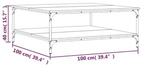 fekete szerelt fa dohányzóasztal 100x100x40 cm