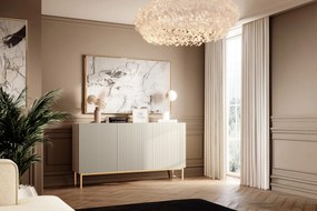 Nicole komód 150 cm háromajtós, mart előlap - kasmír / arany lábak