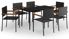 vidaXL 7 részes fekete kerti étkezőgarnitúra