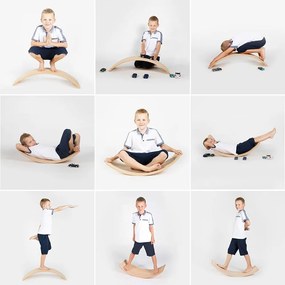 Natúr színű borovi fenyő egyensúlyozó deszka 80x30x18 cm Montessori – Meowbaby