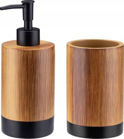 Fürdőszobai Wc Szett Fürdőszoba Szappan Adagoló Bögre Barna 2in1 Szett