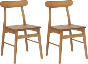 vidaXL Étkezőszék 2 pcs Természetes 43 x 44,5 x 77 cm Tömör Gumi Fa
