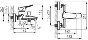 F-Design Brezza, kád csaptelep zuhanygarnitúra nélkül, fényes króm, FD1-BRZ-1-11