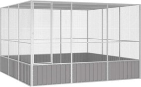 vidaXL szürke horganyzott acél madárketrec 302,5x324,5x211,5 cm