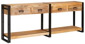 Konzolasztal 2 pcs Barna 200 x 33 x 75 cm Tömör nyers mangófa