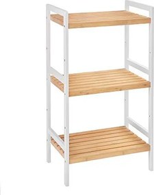 3 szintes bambusz tároló állvány, 45 x 31,5 x 80 cm, natúr és fehér