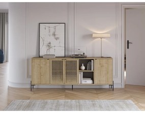 Natúr színű alacsony komód tölgyfa dekorral 200x80 cm Inca – Marckeric