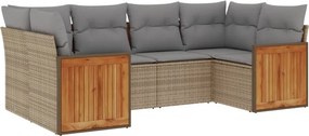 vidaXL 6 részes bézs polyrattan kerti ülőgarnitúra párnával