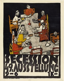 Reprodukció Poster for the Vienna Secession, 49th Exhibition, Die Freunde, Egon Schiele