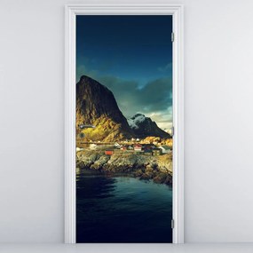 Fotótapéta ajtóra - Halászfalu Norvégiában (95x205cm)