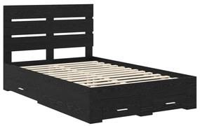 vidaXL Ágykeret fiókkal fejtámlával Fekete tölgy 120 x 190 cm Faanyag