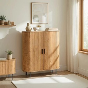 Kétajtós, tolóajtós komód 100 cm méretben, tölgy színben TRISH