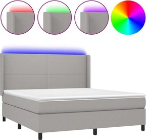 vidaXL világosszürke szövet rugós és LED-es ágy matraccal 160x200 cm