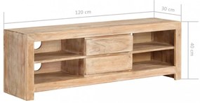 világosbarna tömör akácfa TV-szekrény 120 x 30 x 40 cm