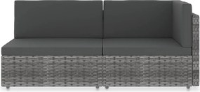 vidaXL 2 személyes szürke elemes polyrattan kanapé