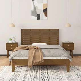 mézbarna tömör fenyőfa fali fejtámla 126 x 3 x 63 cm