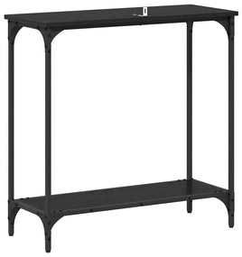 Konzolasztal polcokkal Musta tammi 75 x 30.5 x 75 cm Faanyag
