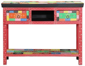 Színes Konzolasztal 100x30x75 cm Tömör Mangófából