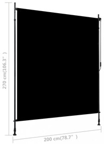 antracitszürke kültéri sötétítő roló 200 x 270 cm