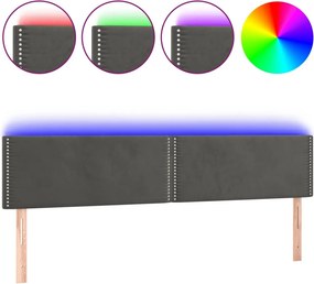 vidaXL sötétszürke bársony LED-es fejtámla 160x5x78/88 cm
