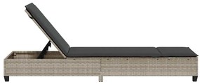 világosszürke polyrattan napozóágy párnákkal 55x200x25,5 cm