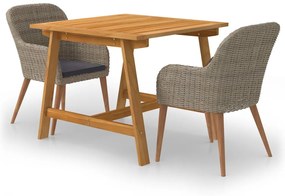 vidaXL 3 részes barna kerti étkezőgarnitúra