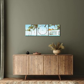 Kép - Vintage furgon a tengerparton (órával) (90x30 cm)