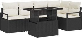 vidaXL Kerti Kanapé Szett tárolóval 6 pcs Fekete és Krém polirattan