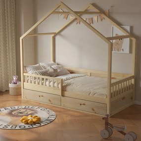 Montessori ágy, 90x200, természetes, tömör, BIANKA
