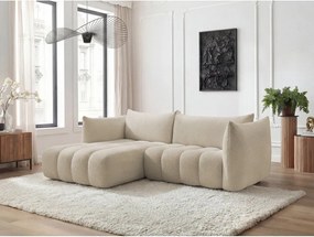 Bézs buklé sarokkanapé (bal oldali-heverő résszel) Azra – Bobochic Paris