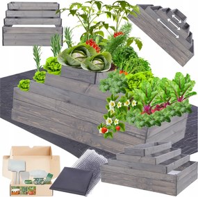 Lépcsőzetes láda állítható zöldséges láda fa 54x120x60