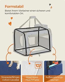 Kutyahordozó, összecsukható, szövetből készült kisállathordozó, s, kék