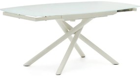 Fehér bővíthető étkezőasztal üveg asztallappal 100x130 cm Yodalia – Kave Home