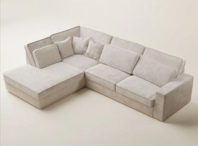 Krémszínű zsenília sarokkanapé (bal oldali-L alakú) Kirou – Maison de Rêve