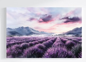 Canvas Levendula Mező Naplemente Hegyek Romantic 120x80