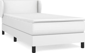 vidaXL fehér műbőr rugós ágy matraccal 100 x 200 cm