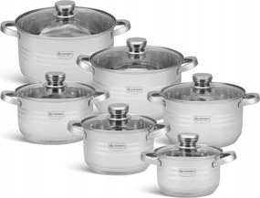Acél edénykészlet 12 db-os Nagy Edények Indukciós Gáz Edenberg 4037