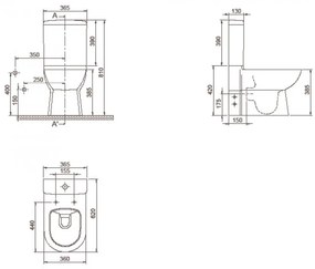 CeraStyle BELLA monoblokk WC - WC tartály - öblítőszelep - mély öblítésű