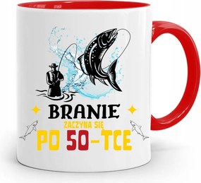 Születésnapra 50 50-es 50-es Bögre Piros Ajándék fényképes nyomattal