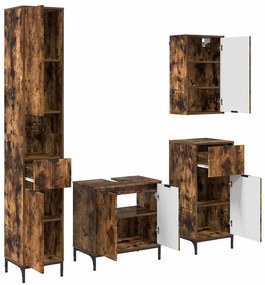 Fürdőszoba bútor szett fiókkal Füstölt tölgy Műanyag fa, fém