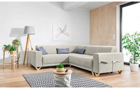 Bézs kinyitható-tárolóhelyes sarokkanapé (bal oldali-L alakú) Classy Sophie – Miuform