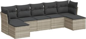 vidaXL 7 részes világosszürke polyrattan kerti ülőgarnitúra párnákkal