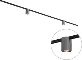 Modern sínrendszer fekete 2 gunmetal spotlámpával 1 fázisú - Iconic Rondoo Up