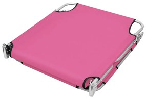 Magenta színű acél összecsukható napozóágy fejpárnával