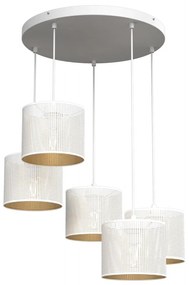 Csillár zsinóron LOFT SHADE 5xE27/60W/230V fehér/arany